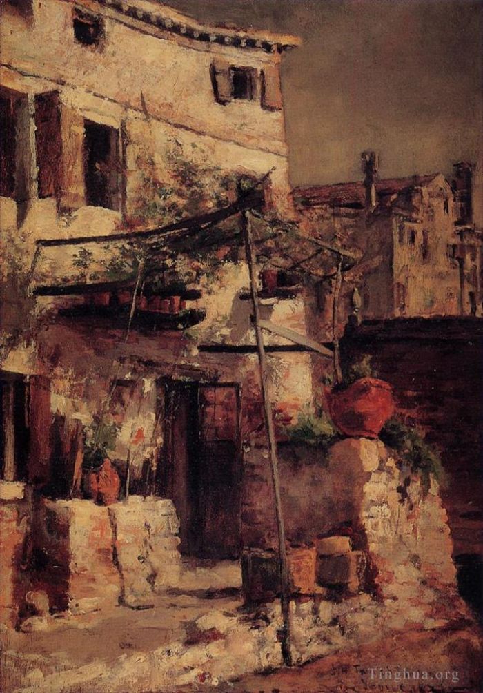 John Henry Twachtman Peinture à l'huile - Une scène vénitienne