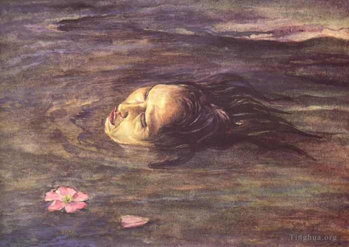 John LaFarge Peinture à l'huile - L'étrange petit Kiosai vu dans la rivière