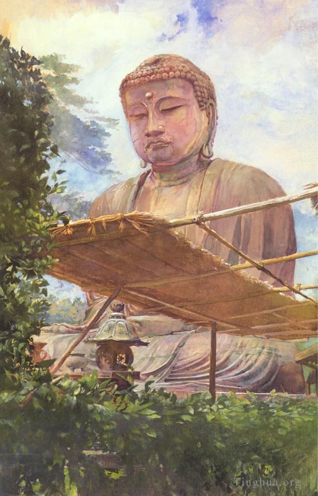 John LaFarge Types de peintures - La grande statue du Bouddha Amida à Kamakura