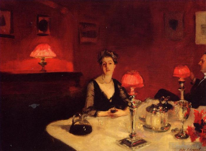 John Singer Sargent Peinture à l'huile - Une table de dîner le portrait de nuit