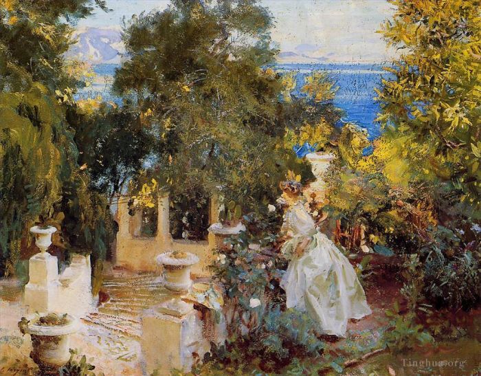 John Singer Sargent Peinture à l'huile - Un jardin à Corfou