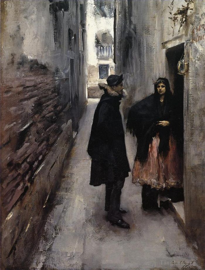 John Singer Sargent Peinture à l'huile - Une rue à Venise