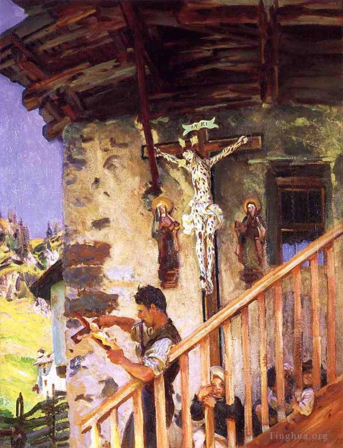 John Singer Sargent Peinture à l'huile - Un Crucifix tyrolien