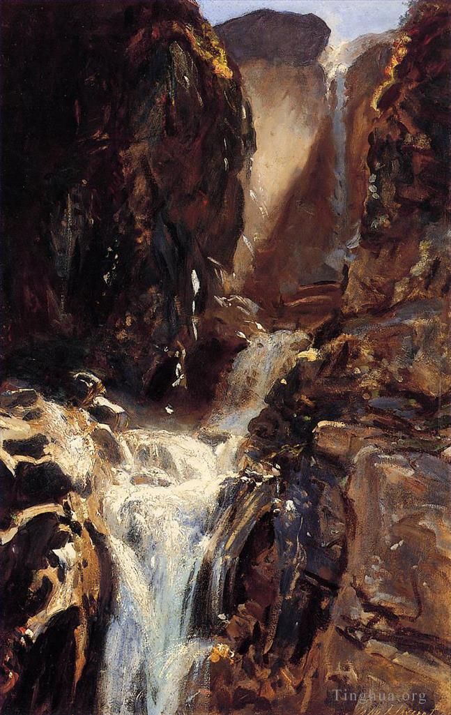 John Singer Sargent Peinture à l'huile - Une chute d'eau