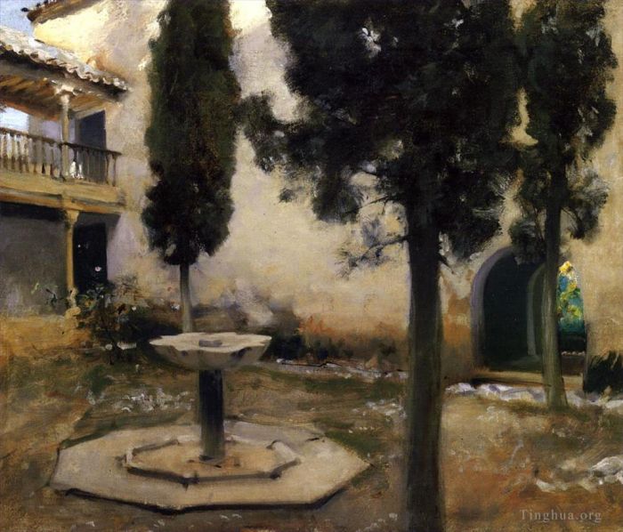 John Singer Sargent Peinture à l'huile - Alhambra Patio de la Reja
