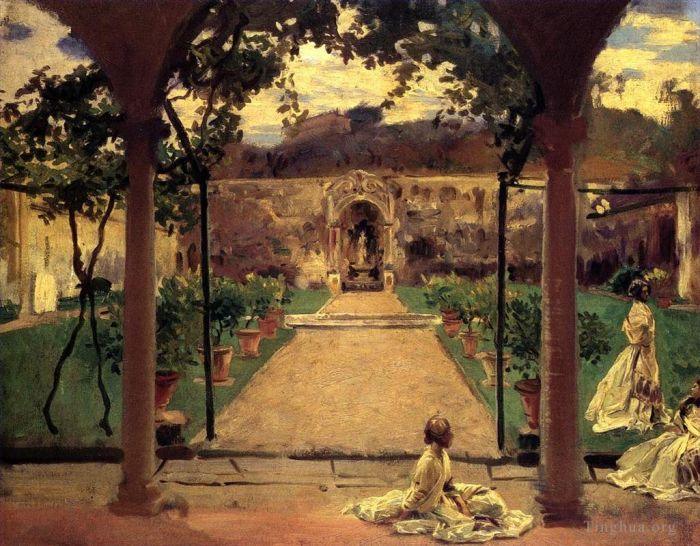 John Singer Sargent Peinture à l'huile - À Torre Galli Mesdames dans un jardin