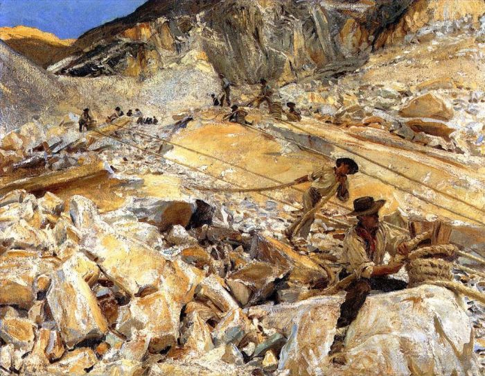 John Singer Sargent Peinture à l'huile - Apporter du marbre Dopwn des carrières de Carrare