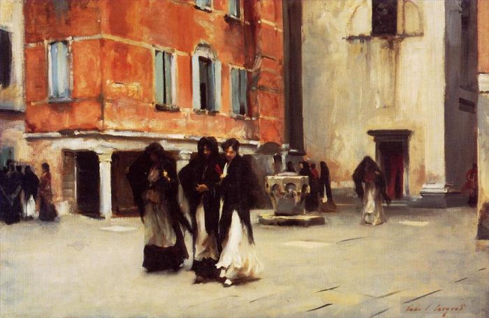 John Singer Sargent Peinture à l'huile - Quitter l'église Campo San Canciano Venise