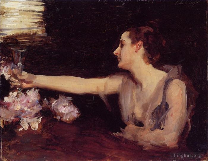John Singer Sargent Peinture à l'huile - Madame Gautreau buvant un toast portrait