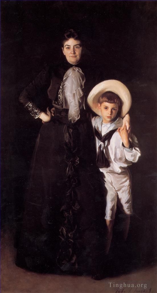 John Singer Sargent Peinture à l'huile - Portrait de Mme Edward L Davis et de son fils Livingston