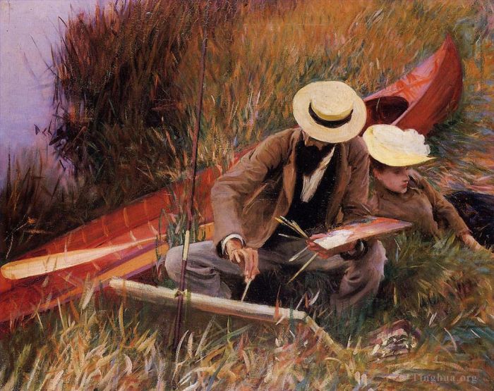John Singer Sargent Peinture à l'huile - Paul Helleu dessinant avec sa femme