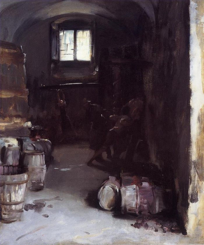 John Singer Sargent Peinture à l'huile - Pressurage des Raisins Cave Florentine