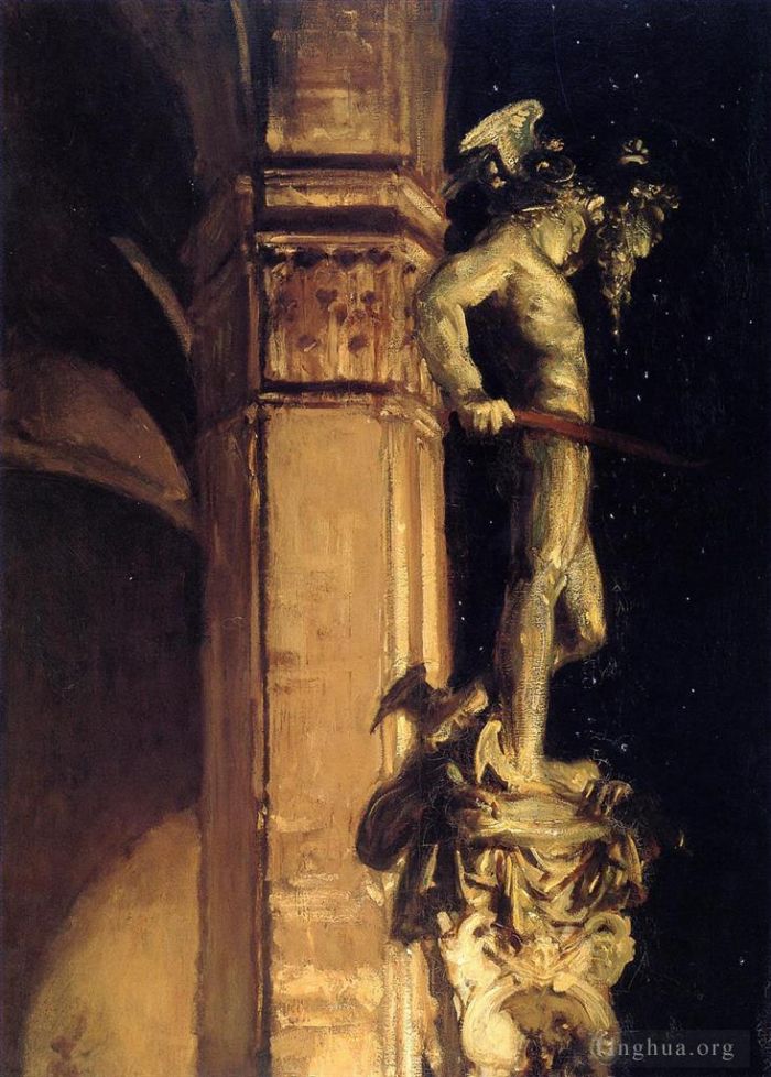 John Singer Sargent Peinture à l'huile - Statue de Persée de nuit
