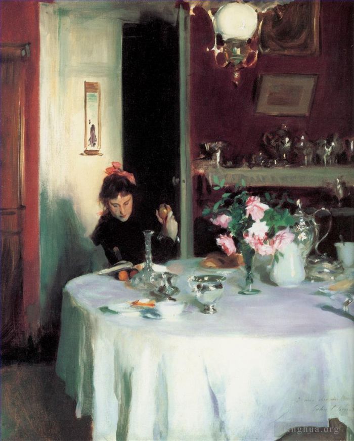 John Singer Sargent Peinture à l'huile - La table du petit déjeuner