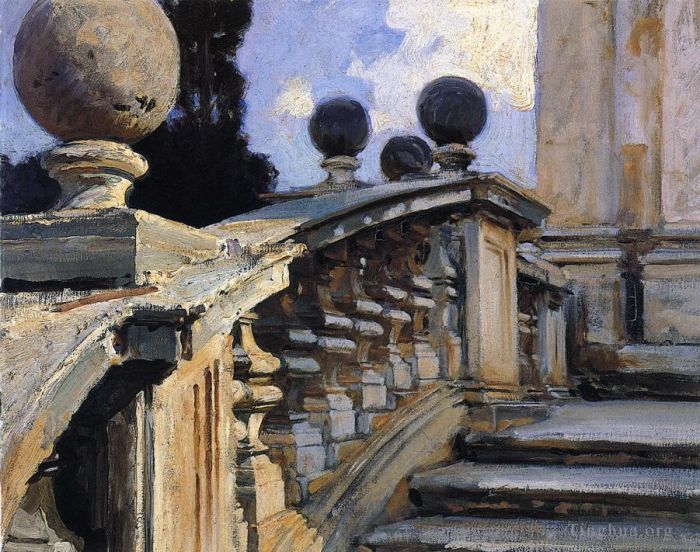 John Singer Sargent Peinture à l'huile - Les marches de l'église SS Domenico e Siste à Rome