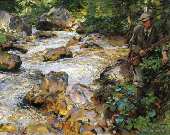 John Singer Sargent Peinture à l'huile - Ruisseau à truites dans le Tyrol