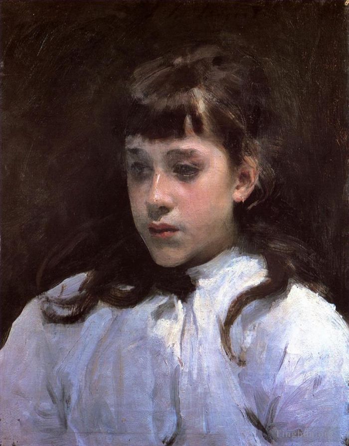 John Singer Sargent Peinture à l'huile - Jeune fille portant un chemisier en mousseline blanche