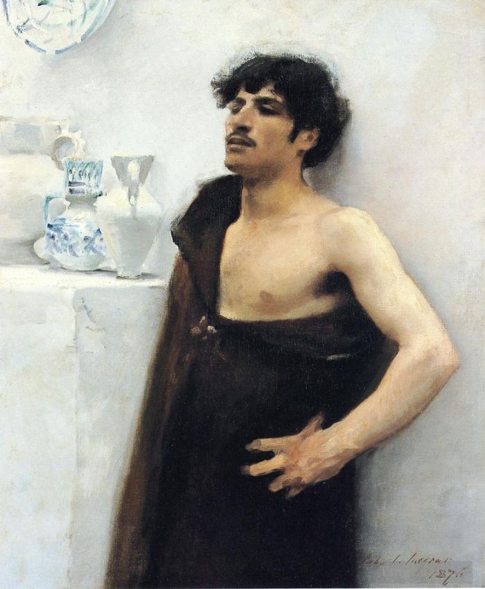 John Singer Sargent Peinture à l'huile - Jeune homme en rêverie