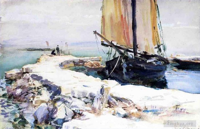 John Singer Sargent Types de peintures - Au-dessus du lac de Garde sur le bateau San Viigilio