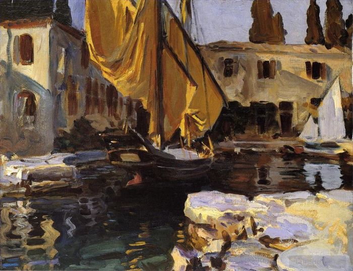 John Singer Sargent Types de peintures - Bateau avec La Voile D'Or San Vigilio