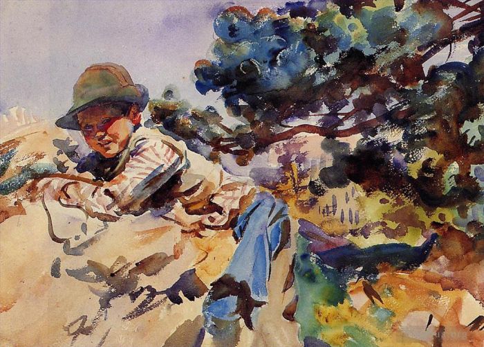 John Singer Sargent Types de peintures - Garçon sur un rocher
