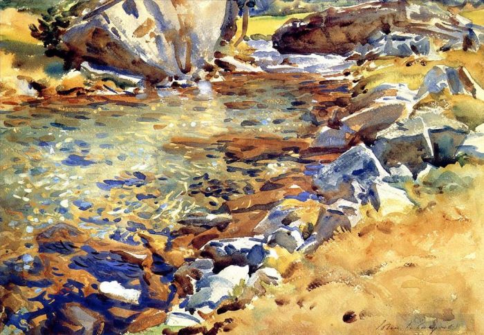 John Singer Sargent Types de peintures - Ruisseau parmi les rochers