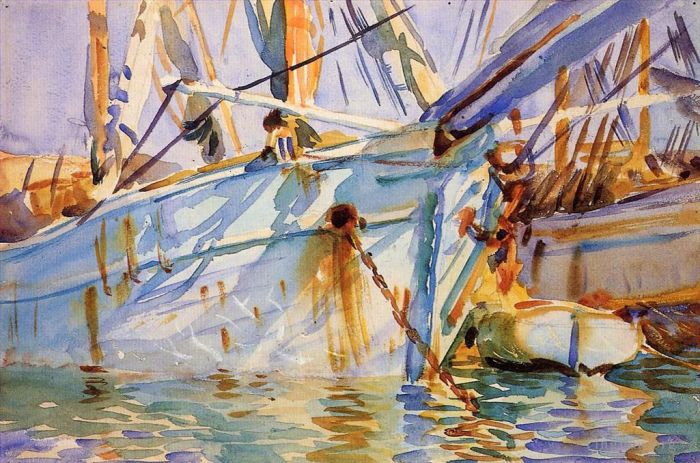 John Singer Sargent Types de peintures - Dans un bateau du port levantin