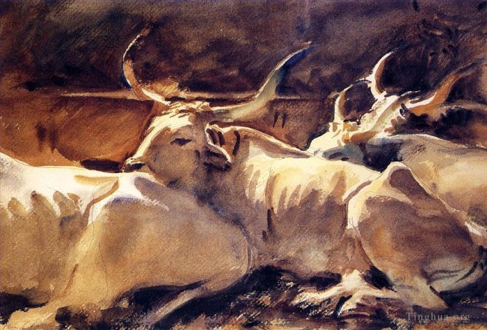 John Singer Sargent Types de peintures - Bœufs au repos