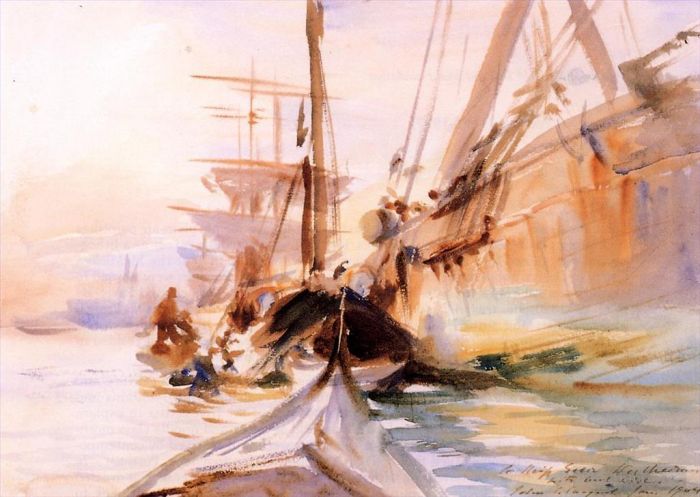 John Singer Sargent Types de peintures - Déchargement de bateaux Venise