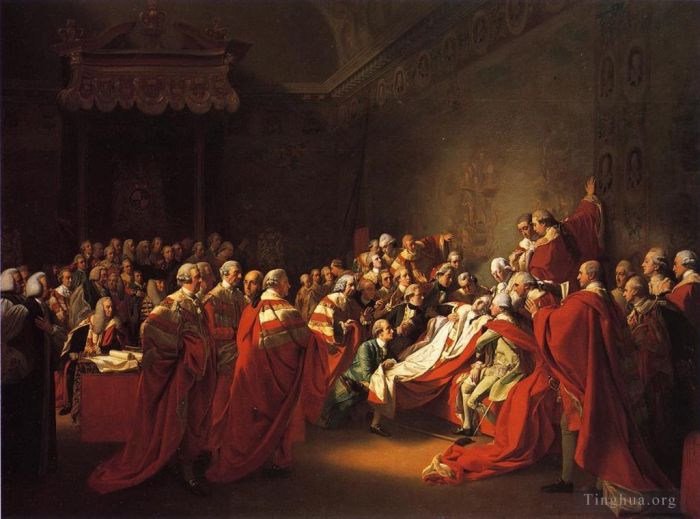 John Singleton Copley Peinture à l'huile - L'effondrement du comte de Chatham à la Chambre des Lords, alias la mort de T