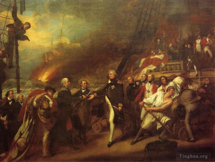 John Singleton Copley Peinture à l'huile - La victoire de Lord Duncan, alias la reddition de l'amiral néerlandais De Winter