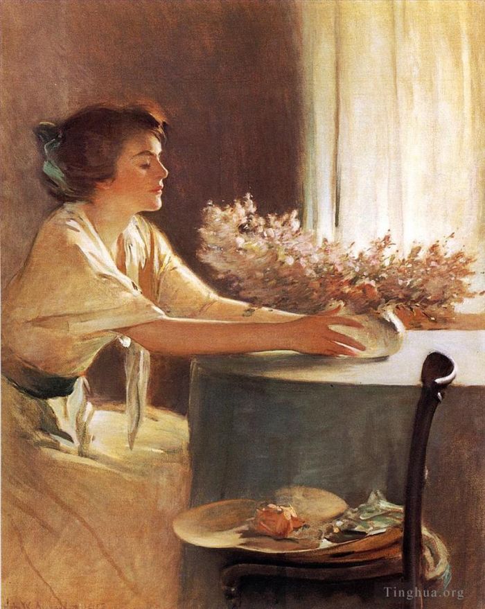 John White Alexander Peinture à l'huile - Une fleur des prés