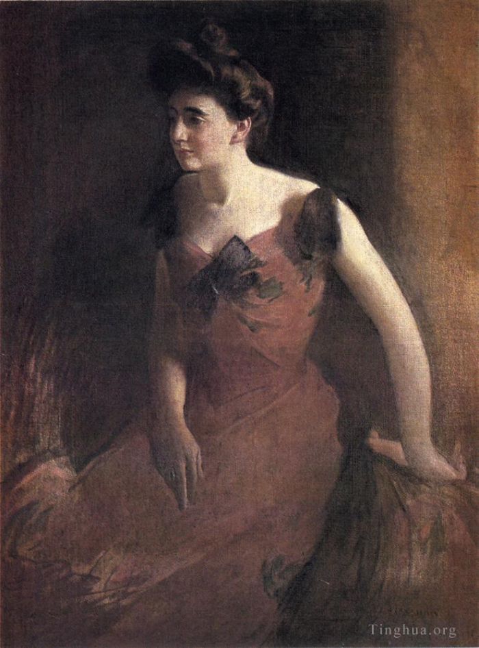 John White Alexander Peinture à l'huile - Femme en robe rouge