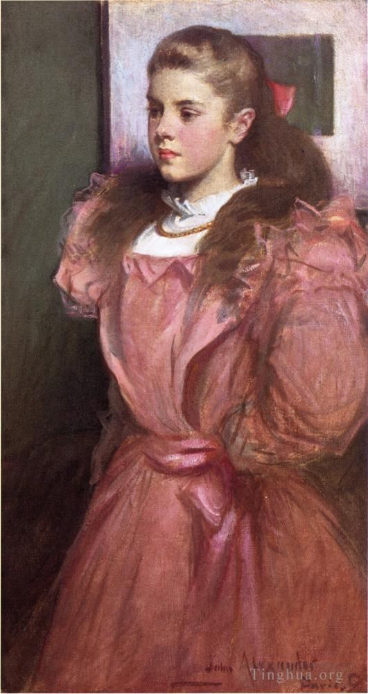 John White Alexander Peinture à l'huile - Jeune fille en rose alias Portrait d'Eleanora Randolph Sears