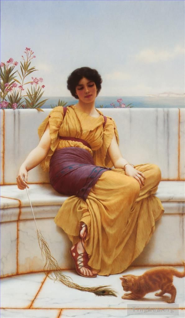 John William Godward Peinture à l'huile - Farniente 1900