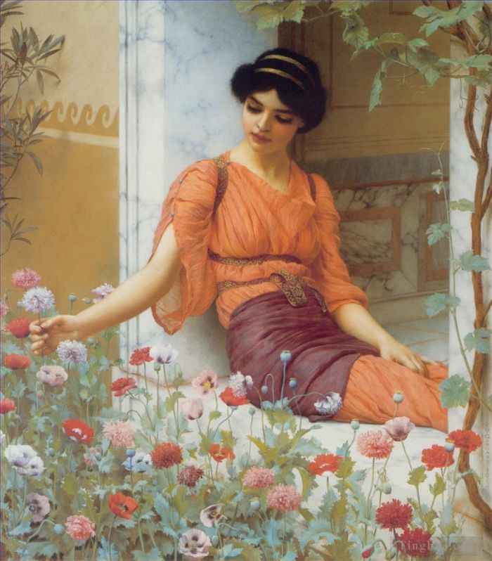 John William Godward Peinture à l'huile - Fleurs d'été 1903