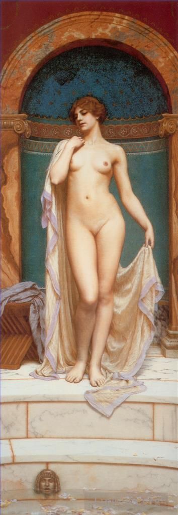 John William Godward Peinture à l'huile - Vénus au bain