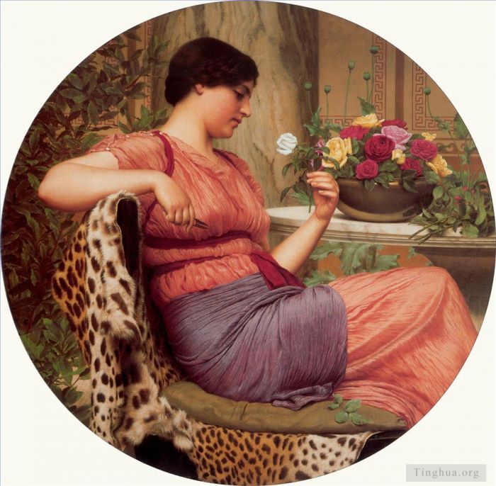 John William Godward Peinture à l'huile - W Le temps des roses 1916