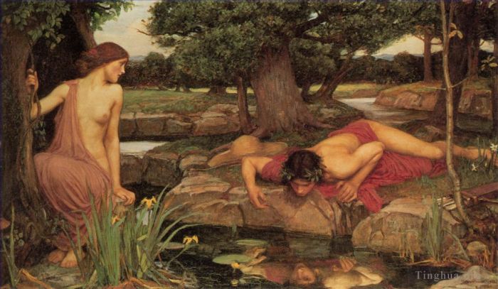 John William Waterhouse Peinture à l'huile - Echo et Narcisse