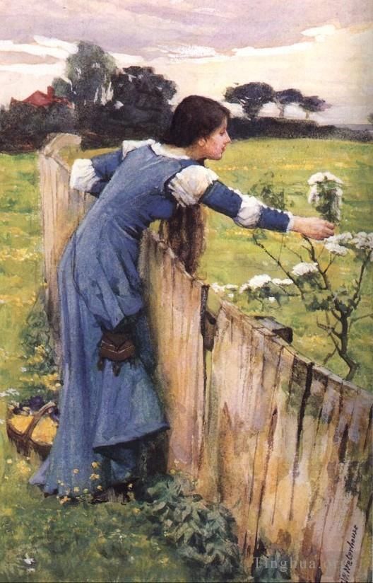 John William Waterhouse Peinture à l'huile - Le cueilleur de fleurs JW