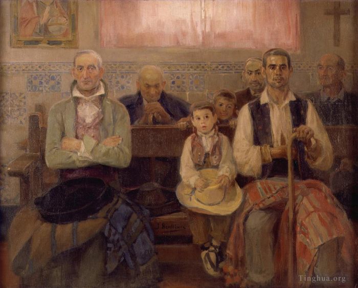 José Benlliure y Gil Peinture à l'huile - Misa en la ermita
