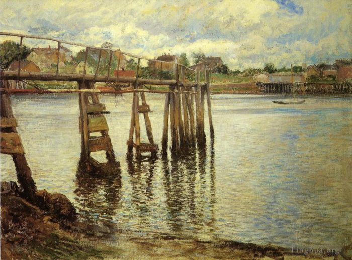 Joseph Rodefer DeCamp Peinture à l'huile - Jetée à marée basse, alias The Water Pier