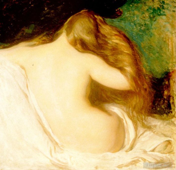 Joseph Rodefer DeCamp Peinture à l'huile - Femme séchant ses cheveux