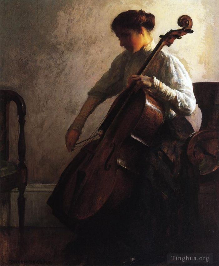 Joseph Rodefer DeCamp Peinture à l'huile - Le violoncelliste
