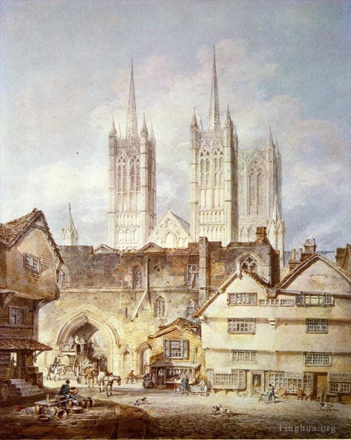 Joseph Mallord William Turner Peinture à l'huile - Église cathédrale de Lincoln