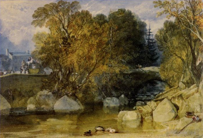Joseph Mallord William Turner Peinture à l'huile - Pont de lierre dans le Devonshire