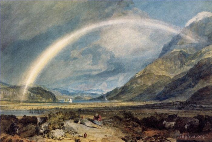 Joseph Mallord William Turner Peinture à l'huile - Château de Kilchern avec les montagnes Cruchan Ben Ecosse midi