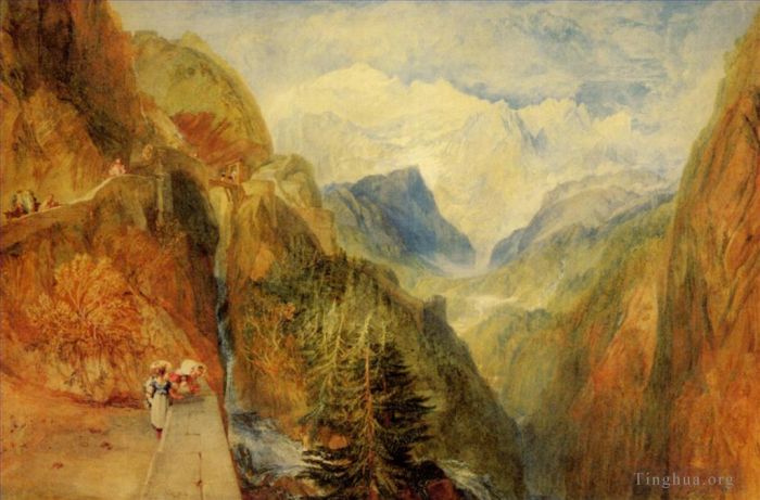 Joseph Mallord William Turner Peinture à l'huile - Mont Blanc depuis le Fort Roch Val d'Aoste