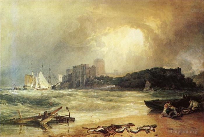Joseph Mallord William Turner Peinture à l'huile - Pembroke Caselt, dans le sud du Pays de Galles, une tempête d'orage approche