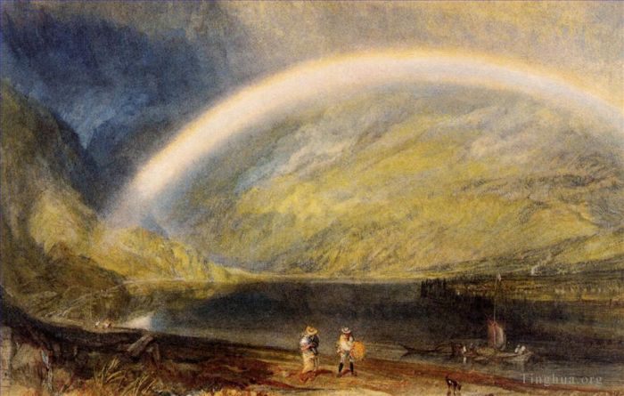 Joseph Mallord William Turner Peinture à l'huile - Rainbow Une vue sur le Rhin depuis le vignoble Dunkholder d'Osterspey